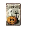 Retro Simple Metal Painting Halloween Pumpkin Lantern Owl Celebration Advertentie Snowy Night Scene Lay -out Decor Decor cadeau 30x20cm W03