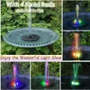 Decorazioni da giardino Pompa ad acqua per fontana solare con luci a LED colorate per bagno per uccelli 3W 7 ugelli 4 fissatori Serbatoio galleggiante per stagno