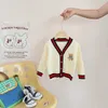 Cardigan Autumn Winter Kid Sweater Casacos 410yrs Roupas de estilo Preppy Boys Warm Boys Outwear Mous