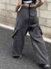 Pantalons pour femmes Capris Cuteandpsycho Streetwear Y2K Vintage Cargo Jeans élastique taille haute mode Denim pantalon solide Baggy Harajuku Chic Bottons L230310