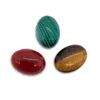 Charms naturliga sten olika färger ovala polerade pärlor ring ansikts agat halsband tillbehör par stil tiger öga 13x18mm