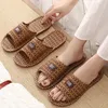 Slippers Summer Lovers Crochet Bathroom Slippers Flat Antislip Fashion Brand Beach Shoes Women Home Indoor Slides Men Sandals Cane 230309