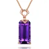 Pendant Necklaces Rose Gold Color Purple Crystal Chokers Chain Necklace Jewelry Wholesale For Women Girls Drop