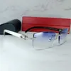 56% óculos de sol masculino luxo carter zircão cúbico chifre de búfalo óculos sem aro strass gelado para fora buffs feminino tons eyewearkajia novo