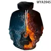 Herrtröjor Fashion Boy Girl Kids Music Guitar Sweatshirts 3D Tryckt Streetwear Men Kvinnor Kvinnor Pullover Casual Long Sleeve Tops