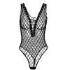 Womens Jumpsuits Rompers Black Summer Sexy Ins Grid Yarn Transparent Hollow Lace Bandage Bodysuit Elegant Bodycon Women 230308