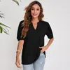 T-Shirts für Damen, Sommer, solides Hemd, Damen, sexy V-Ausschnitt, kurzärmelig, T-Shirt, lässig, locker, Basic, schwarz, weiß, T-Shirt, T-Shirt, Tops für Frauen