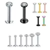 Brilhante zircônia de cristal labret piercing garanhão anel de lábio 16g de aço inoxidável, piercing cartilagem cartilagem trágo