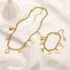 Sqai Bracelet boucles d'oreilles collier populaire haut de gamme ensemble bijoux de créateur trèfle marque européenne serrure pendentif 18 plaqué or L