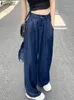 Frauen Hosen Mode Frauen ZANZEA 2023 Frühling Sommer Lose Pantalons Denim Blau Büro Dame Böden Urlaub Palazzo Übergroßen 230309