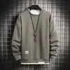 Mens Felpe Felpe Autunno Harajuku Uomo Casual Felpa di Colore Solido UNICO Collo Falso In Due Pullover Base Magliette e camicette Streetwear 230310