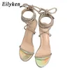 top Size 35-42 Gold Silver Crystal Sexy Women Sandals For Open toe Rhinestone Strap Cross high heel Club Stripper Shoes 230306