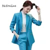 Abiti da donna Blazer Disegni uniformi formali Tailleur pantalone per donna Abiti da lavoro da lavoro Blazer con pantaloni e giacche Cappotto Autunno Inverno Professionale 230310