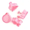 Baking Moulds 4pcs Christmas Cookie Stamp Biscuit Mold 3D Plunger Cutter DIY Mould Gingerbread House Cutters