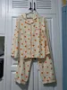 Dames slaapkleding kawaii katoenpak Koreaanse slaapkleding oranje print pyjama's dames herfst pijama pyjama's lange mouw broek 2 -darm set nachtkleding 230310