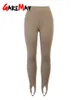 Leggings da donna Autunno Inverno Leggings in maglia a coste beige Pantaloni morbidi a vita alta da donna slim basic Leggings skinny femminili all-match 230310