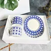 Cups Saucers Geometric Pattern Bone China Coffee And Set Of 2 European Style Porcelain Tea For Household Office Party