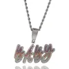 Collar con colgante con nombre personalizado con letra inicial cursiva colorida de la A a la Z, circonita cúbica helada personalizada, piedra CZ, oro real de 18 quilates, Hip Hop Rock, joyería DIY para hombres y mujeres