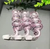 Rokende pijpen roze dubbele spiraal pot groothandel bongs olie brander pijpen waterpijpen glas