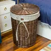 Storage Baskets Rattan Hamper Basket with Dirty Clothes Basket Put Clothes Storage Basket Clothing with Lid Home Weaving 230310