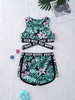 One-Pieces Kids Girls Girls Badeanzug Zwei Stücke Badebekleidung rundes Hals ärmellose Kreuz Flügel Crop Tops und Shorts Set Schwimmbadanzug Kleidung W0310