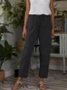 Calças femininas Capris Capris Summer Cotton Linen Pants for Women Fashion Loose Casual Cor Solid Cor da cintura Alta calça feminina Long Pants 230310