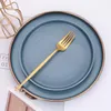 Dinnerware Sets 5Pcs Matte Gold Stainless Steel Cutlery Set Thin Tableware Dinner Flatware Party Kitchen Forks Knives Spoons