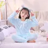 Pijama Sonbahar Kış Kış Çocuk Pazhalı Pijamalar Bebek Kalın uzun kollu pantolonlar Pijama Takım Tatlı Prenses Tarzı Kızlar Ev Kıyafetleri 230310