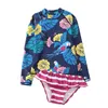 One-Pieces New Girls Ins Swimwear 2~10Y Baby Girls Rash Guards Two pieces long sleeves Children Swimwear Beach wear-SW443