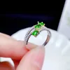 Cluster Rings Fine Jewelry S925 Sterling Silver Inlaid Natural Diopside Girl Fashion Ring