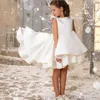 Robes de fille dentelle fleur filles bijou cou enfants robes de soirée dos perles robe de bal tenue de soirée