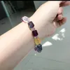 Strand Wholesale Color Fluorite Natural Stone Bracelets Geometric Polygonal Shape Beads For Women Fresh Crystal Jewelry