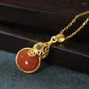 Kedjor XL418ZFSILVER 925 Sterling Silver Fashion Luxury Trend South Red Agate Hetian Jade Gourd Necklace For Women Wedding Girl Jewelry