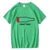 T-shirts pour hommes XIN YI T-shirt pour hommes en coton de haute qualité Funny Need Beer Printing Casual Cool Loose O-cou Graphic For Men Top Tee