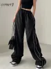 Women's Pants Capris Weekeep Baggy Black Sweatpants Basic Low Rise Pants Side Stripe Patchwork Jogging Trousers Women Streetwear y2k Aesthetic Capris L230310