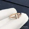 69KQ High version s925 sterling silver double T ring full diamond inlaid white fritillaria home 18k rose gold open female6405783