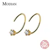 Boucles d'oreilles créoles Huggie Modian scintillant Zircon Mini couronne mignonne boucle d'oreille pour les femmes mode 925 en argent Sterling crochet bijoux fins accessoires