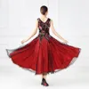 Vestido de salão de salão liso Staneard rumba tango dança fantasia foxtrot espanhol flamenco vermelho