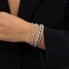 Charm-Armbänder, trendige Legierung, Zirkon-Ketten, mehrschichtig, gestapelt, Blumen-Armband, Schmuck für Frauen, Punk, Hip Hop, minimalistische Party