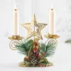 Candle Holders Navidad Noel Christmas Decoration Year Holder Metal Tree Candlestick Santa Berry Ornament Xmas Table Decor