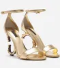 23S Elegant Summer Brands Keira Women Sandals Shoes Polished Calfskin Baroquel Heels Lady Pop Heel Gold-plated Carbon Lady Dress Party Gladiator Sandalias