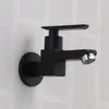 Grifos de lavabo para baño, fregona, grifo de piscina, montado en la pared, grifo de lavabo de balcón cromado de apertura rápida de latón negro pequeño frío individual