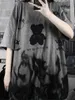 T-shirt femme noir dessin animé Ulzzang Femme lâche été surdimensionné t-shirt femmes vêtements Harajuku manches courtes hauts t-shirt Hip Hop fille 230310