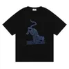 Мужская одежда дизайнерская футболка верхняя буква кошка графическая футболка 2023SS Тенденция большого размера женский родий с короткими рукавами с коротки