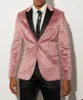 Abiti da uomo Velluto rosa Uomo 2 pezzi Blazer Pantaloni neri Un bottone Risvolto Matrimonio moderno Sposo Lavoro formale Festa Causale Su misura