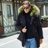 Men's Down Mens Fur Collar Hooded Warm Lined Mid Long Parka Winter Coats Army Outwear Thick Detachable Fleece Liner 2023