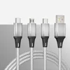 Kable telefoniczne 2,4a Szybka 3 w 1 nylonowe pleciony kabel ładujący mikro USB Type-C dla Samsung Android ładowarki