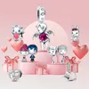 Pandora S925 Sterling Silver Cute Pink Mouse Black Cat Meow Charm Pendant Suitable for Bracelet DIY Fashion Jewelry