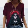 Damen T-Shirt Neue Damen T-Shirts Totenkopf Schönheit Print Harajuku y2k Streetwear Tag der Toten Kleidung Tops Frauen Plus Size Kleidung Sommer 6xl