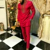 Mens Tracksuits African Set For Men Autumn Striped Print Casual Dashiki Etnisk stil Long Oneck Fashion Wedding Twopiece Suit 230310